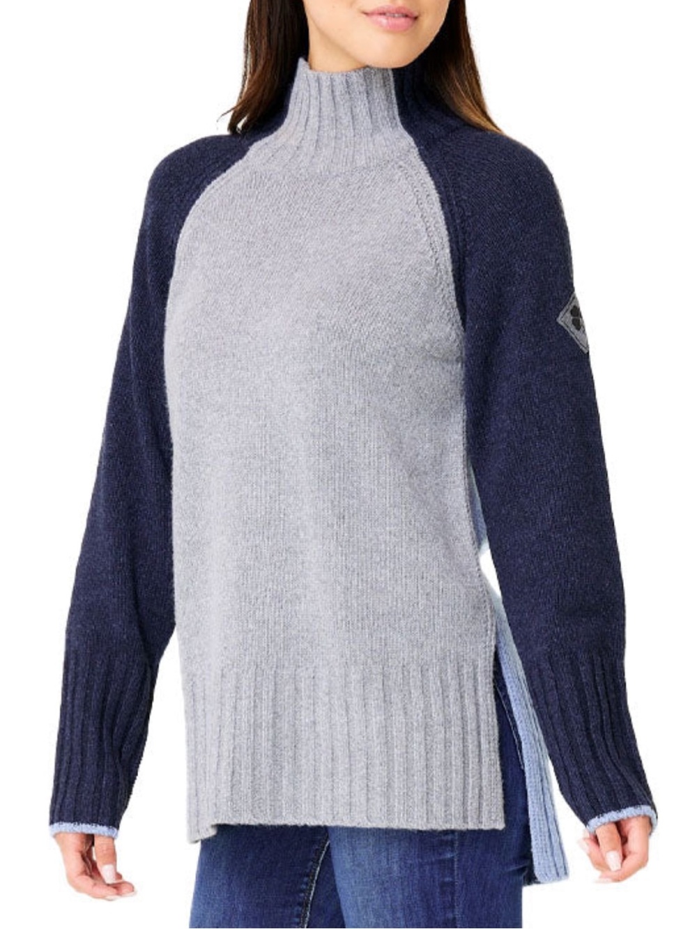 Krimson Klover Kit Tunic Alpaca Blend Sweater Gray & Blue Size Small